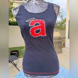 Majestic Navy Tank Top with Red Graphic